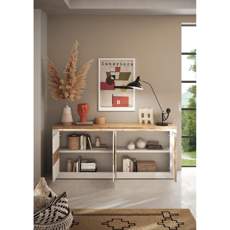 Vandesar TV-bænk 207 cm - Natur/Hvid - Opbevaring - Opbevaringsmøbler - Skænke & sideboards