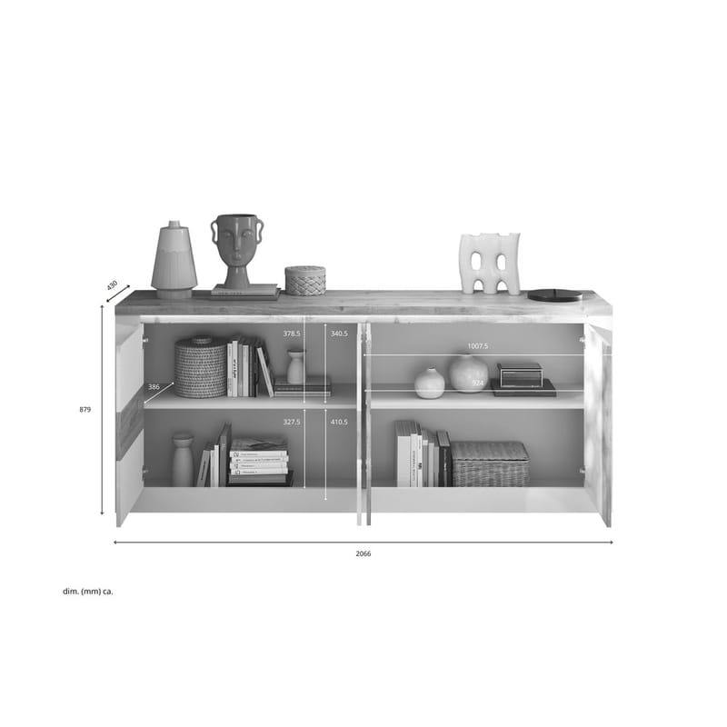 Vandesar TV-bænk 207 cm - Natur/Hvid - Opbevaring - Opbevaringsmøbler - Skænke & sideboards