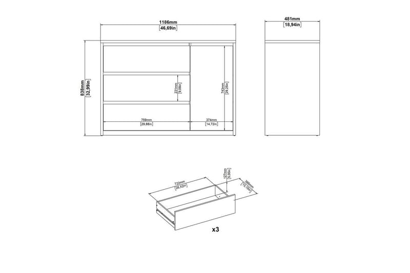 Varun Skænk 119x48 cm - Hvid/Natur - Opbevaring - Opbevaringsmøbler - Skænke & sideboards