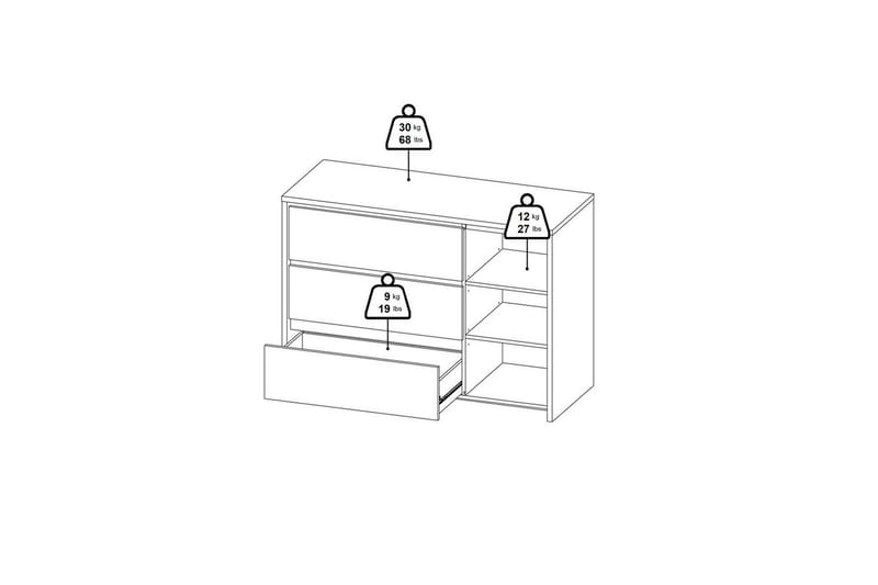 Varun Skænk 119x48 cm - Hvid/Natur - Opbevaring - Opbevaringsmøbler - Skænke & sideboards