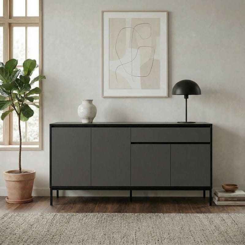 Velar Konsol 180x80x40 cm - Antracit, Wood Black, Black - Opbevaring - Opbevaringsmøbler - Skænke & sideboards