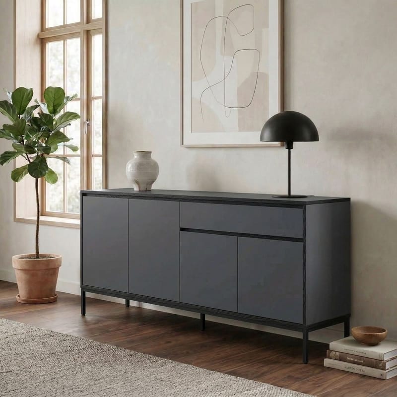 Velar Konsol 180x80x40 cm - Antracit, Wood Black, Black - Opbevaring - Opbevaringsmøbler - Skænke & sideboards