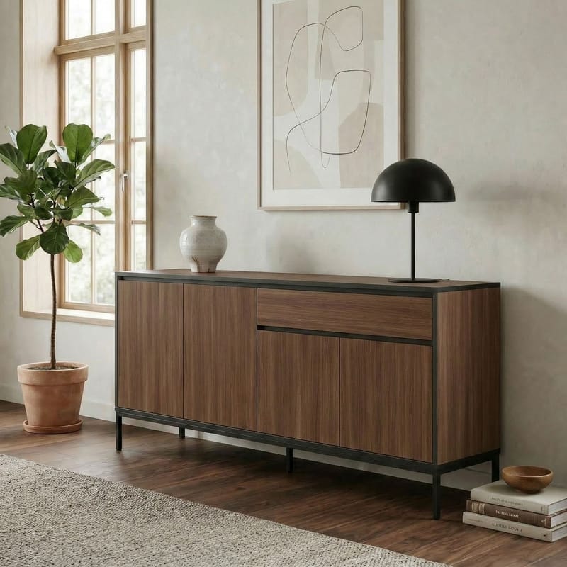 Velar Konsol 180x80x40 cm - Milano Walnut, Wood Black, Black - Opbevaring - Opbevaringsmøbler - Skænke & sideboards