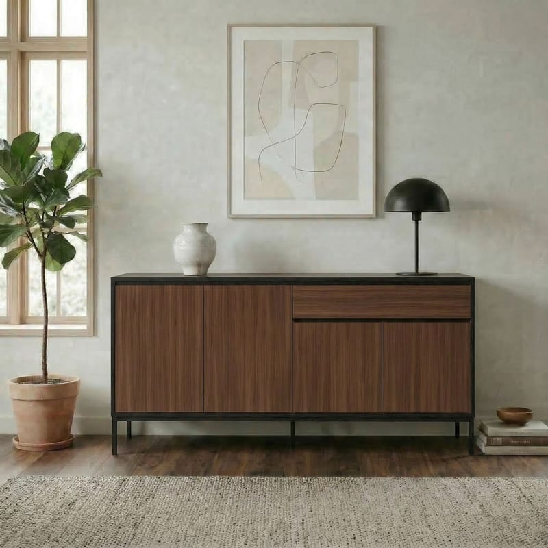 Velar Konsol 180x80x40 cm - Milano Walnut, Wood Black, Black - Opbevaring - Opbevaringsmøbler - Skænke & sideboards