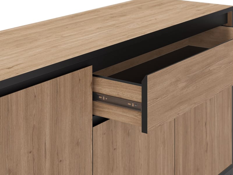 Velar Konsol 180x80x40 cm - Natur-eg, Wood Black, sort - Opbevaring - Opbevaringsmøbler - Skænke & sideboards