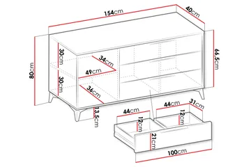 Vemdalen Kommode 154 cm - Beige - Opbevaring - Opbevaringsmøbler - Kommode
