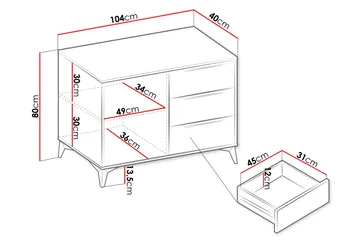 Vemdalen Skænk 104x40 cm - Hvid - Opbevaring - Opbevaringsmøbler - Skænke & sideboards