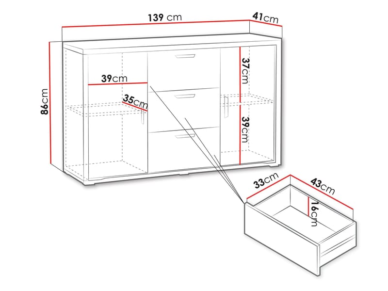 Veyricus Skænk 139 cm - Opbevaring - Opbevaringsmøbler - Skænke & sideboards