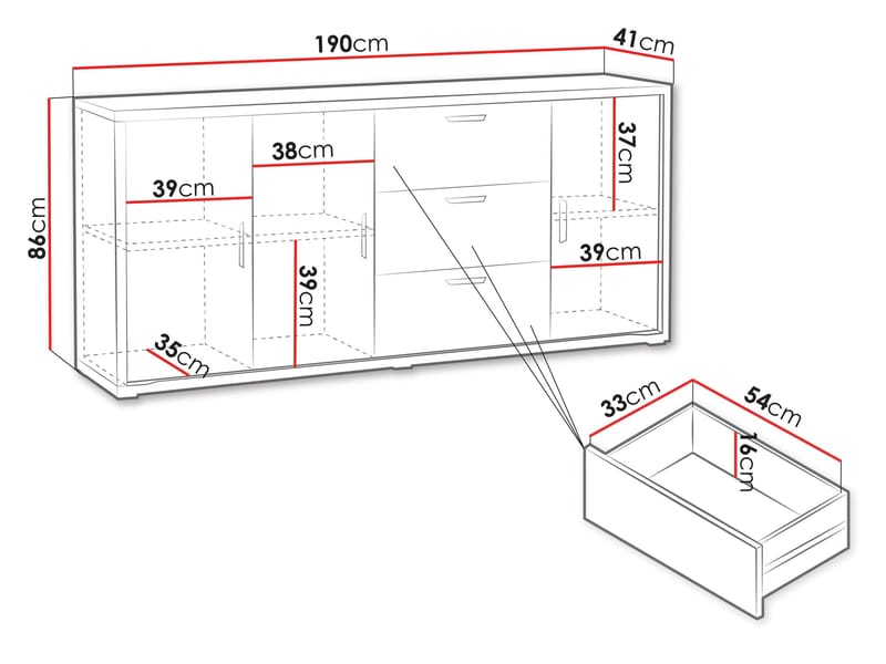 Veyricus Skænk 190 cm - Opbevaring - Opbevaringsmøbler - Skænke & sideboards