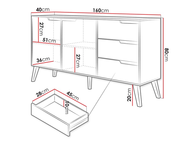 Virello skænk 160 cm - beige - Opbevaring - Opbevaringsmøbler - Skænke & sideboards