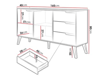 Virello skænk 160 cm - brun - Opbevaring - Opbevaringsmøbler - Skænke & sideboards