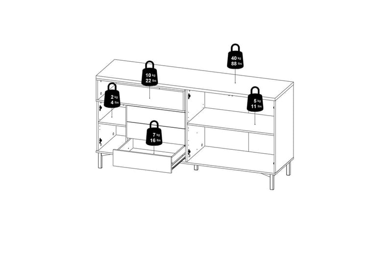 Virender Skænk 175,7x48,25 cm - Natur - Opbevaring - Opbevaringsmøbler - Skænke & sideboards