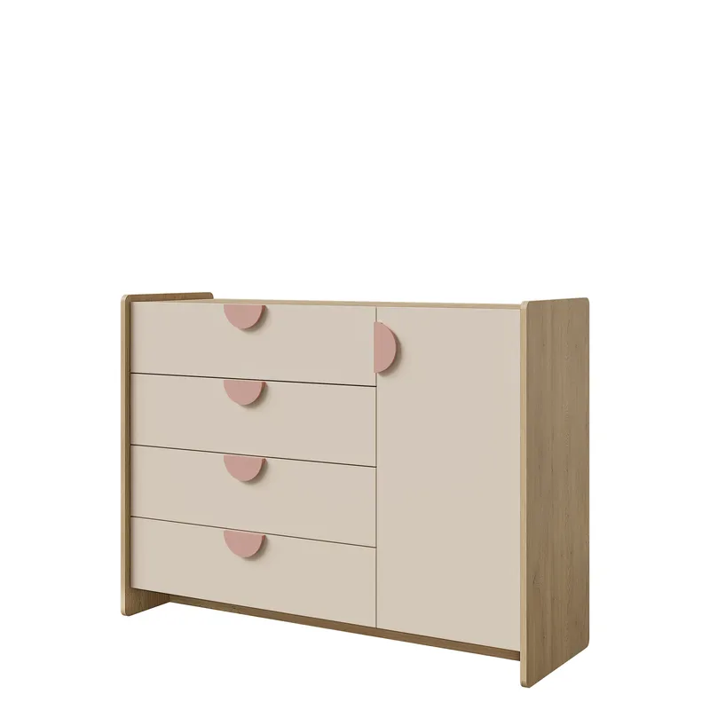 Zarek Kommode 124 cm, Brun, pink og beige