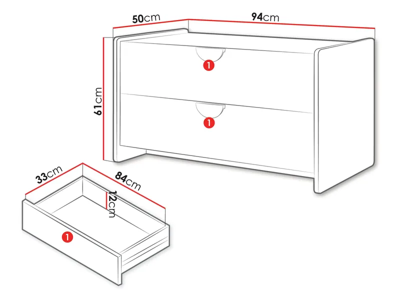 Zarek Skænk 94 cm - Brun, blå og beige - Opbevaring - Opbevaringsmøbler - Skænke & sideboards