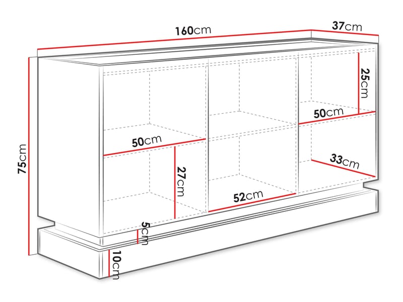 Zelric Skænk 160x37 cm - Beige - Opbevaring - Opbevaringsmøbler - Skænke & sideboards