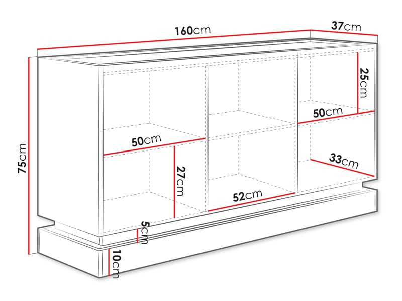 Zelric Skænk 160x37 cm - Sort - Opbevaring - Opbevaringsmøbler - Skænke & sideboards
