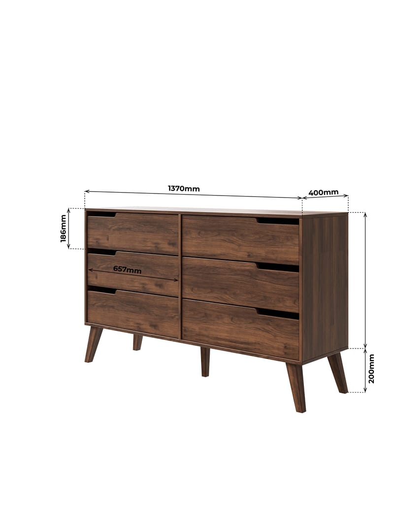 Zelto Kommode 137 cm - Warmia valnød - Opbevaring - Opbevaringsmøbler - Kommode