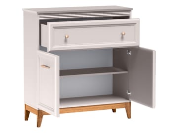 Zeylor Skænk 92 cm - beige med ben i natureg og guld-kobberfarvede greb - Opbevaring - Opbevaringsmøbler - Skænke & sideboards