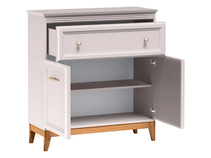 Zeylor Skænk 92 cm - beige med ben i natureg og guld-kobberfarvede greb - Opbevaring - Opbevaringsmøbler - Skænke & sideboards