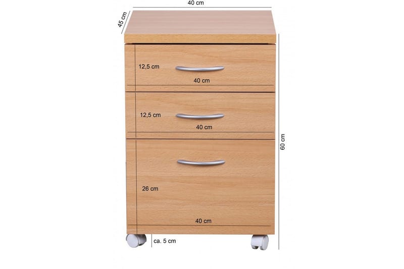 Rullecontainer Wohnling Bøg Optik Folieret Spånplade 4 Skuffer Moderne - Opbevaring - Opbevaring til småting