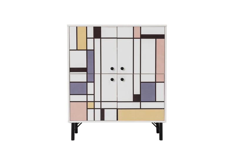 Midia Highboard 95x111 cm Hvid/Brun/Lilla/Guld, Hanah Home