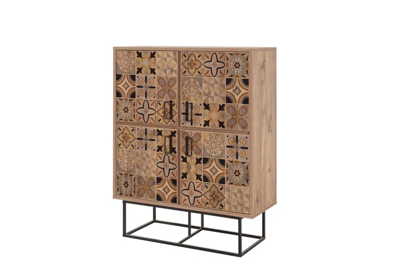 Quantum Solo Highboard 93x115 cm Sort/Brun, Hanah Home