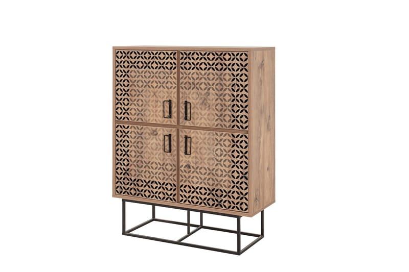 Quantum Solo Highboard 93x115 cm Sort/Brun, Hanah Home