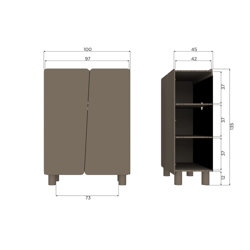 2-dørs skab Root 100 cm - Trøffelbrun - Opbevaring - Skab - Skabe