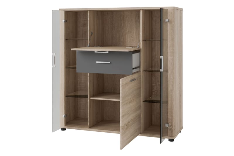 Afarin Vitrineskab 127x132 cm - Brun - Opbevaring - Skab - Vitrineskabe