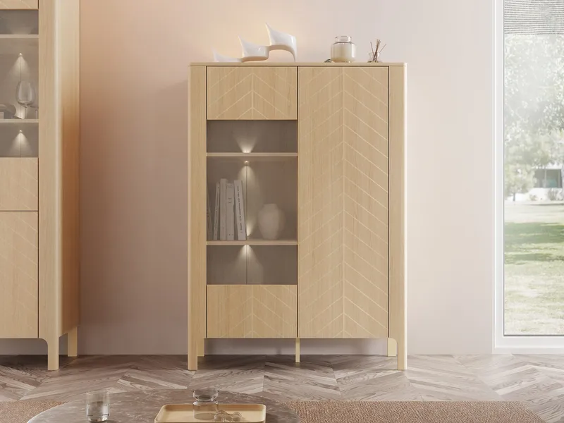 Aggarwal Vitrineskab 103 cm med Belysning - Opbevaring - Skab - Vitrineskabe