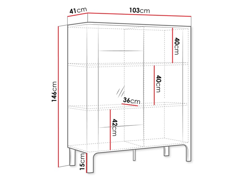 Aggarwal Vitrineskab 103 cm med Belysning - Opbevaring - Skab - Vitrineskabe