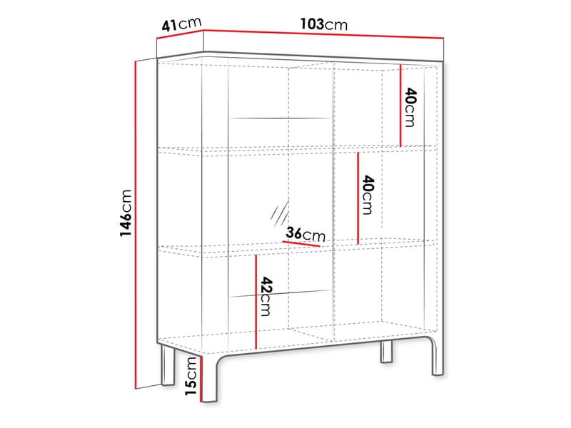 Aggarwal Vitrineskab 103 cm - Opbevaring - Skab - Vitrineskabe