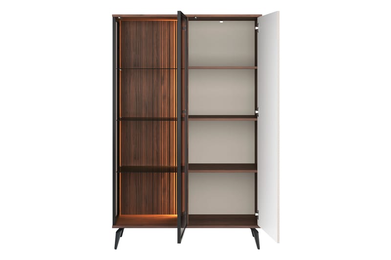 Akinari Vitrineskab 103x162 cm - Brun / Beige - Opbevaring - Skab - Vitrineskabe