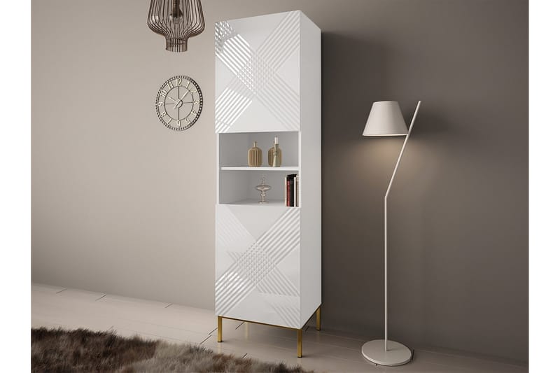 Alim Vitrineskab 55x200 cm - Hvid - Opbevaring - Skab - Vitrineskabe