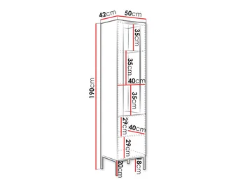 Amelus Vitrineskab 50x190 cm - Brun/Sort - Opbevaring - Skab - Vitrineskabe