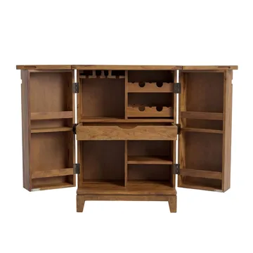 Avelo barskab 65 cm i massivt sheeshamtræ med klapdesign - naturtræ - Opbevaring - Skab - Barskab