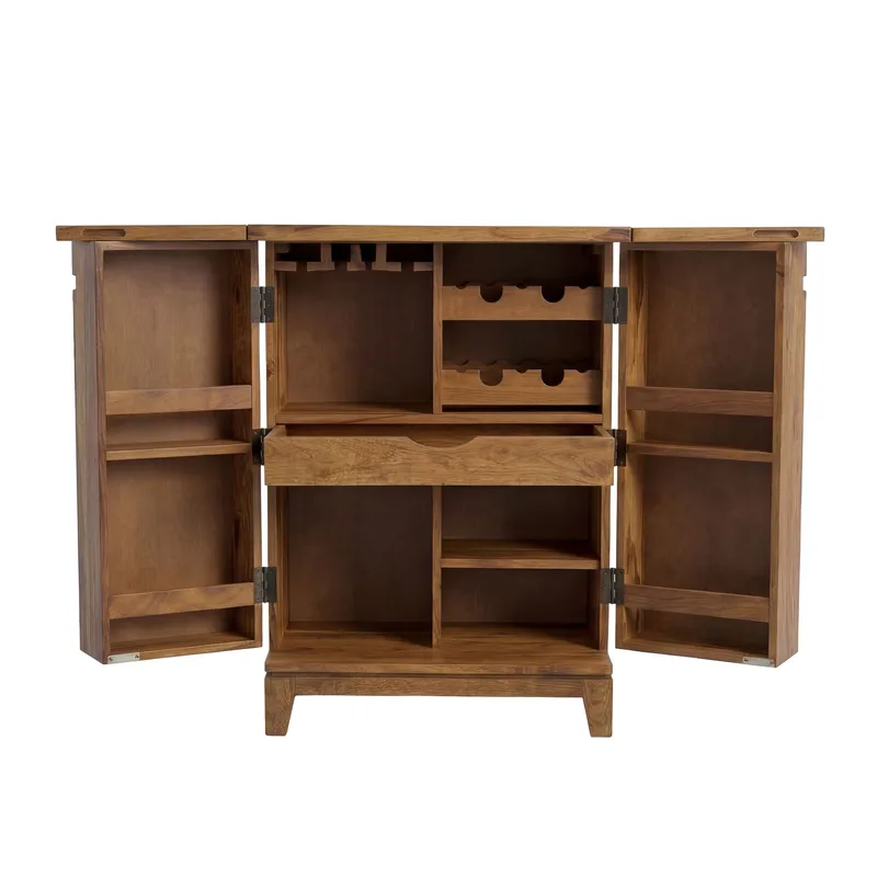 Avelo barskab 65 cm i massivt sheeshamtræ med klapdesign, naturtræ