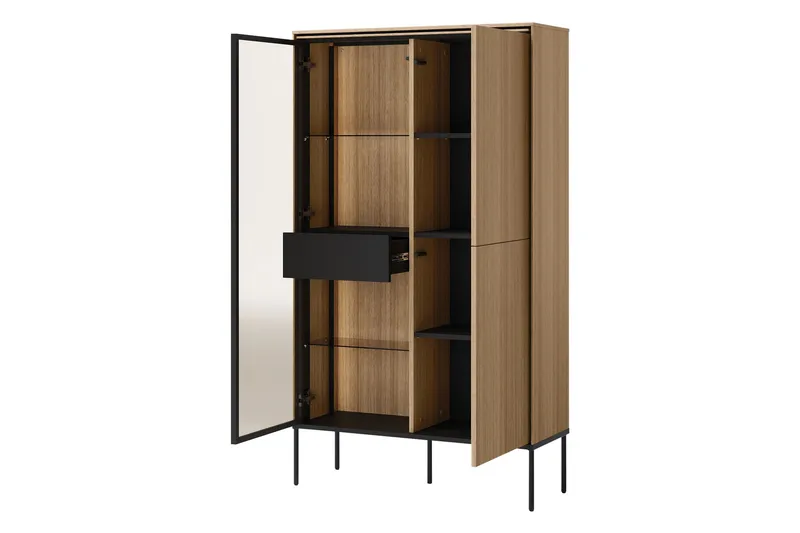 Basici Vitrineskab 91x158 cm - Hvid - Opbevaring - Skab - Vitrineskabe