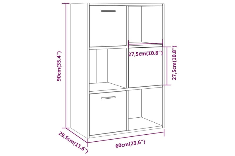 beBasic opbevaringsskab 60x29,5x90 cm grå sonoma-eg - GrÃ¥ - Vitrineskabe