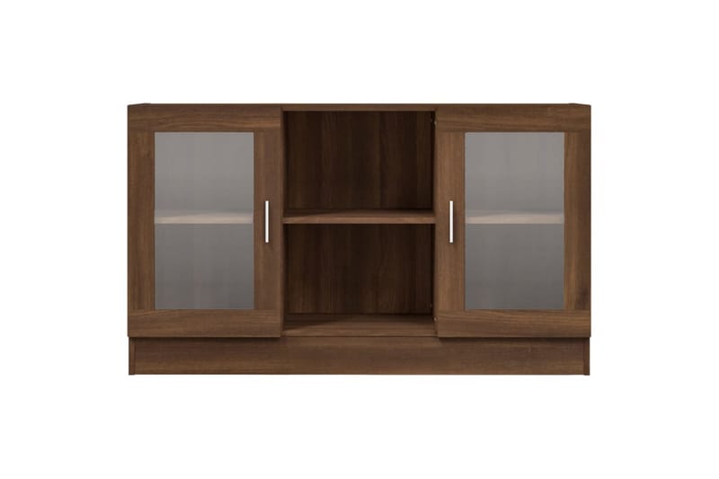beBasic vitrineskab 120x30,5x70 cm konstrueret træ brun egetræsfarve - Brun - Opbevaring - Skab - Vitrineskabe