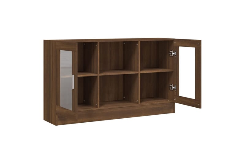 beBasic vitrineskab 120x30,5x70 cm konstrueret træ brun egetræsfarve - Brun - Opbevaring - Skab - Vitrineskabe