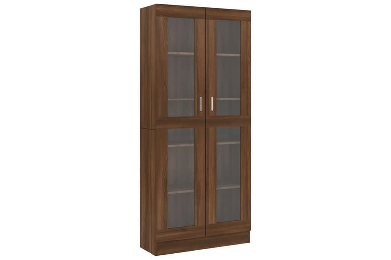beBasic vitrineskab 82,5x30,5x185,5cm konstrueret træ brun egetræsfarve - Brun - Opbevaring - Skab - Vitrineskabe