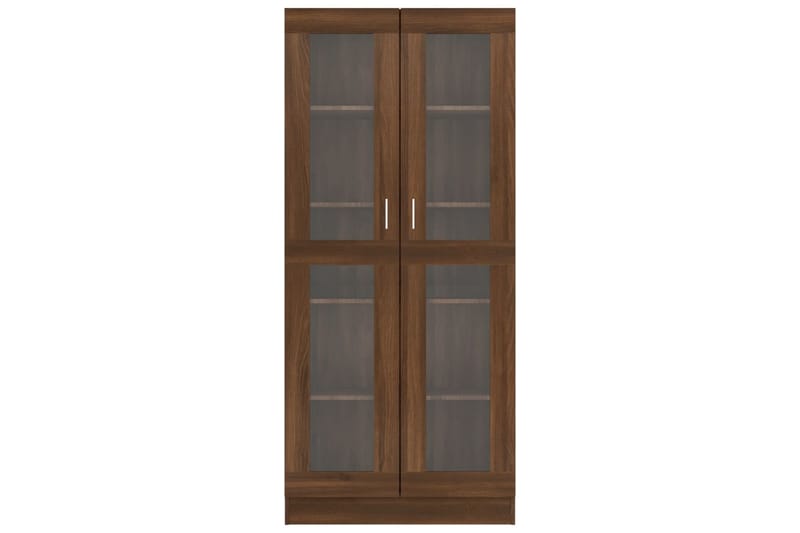 beBasic vitrineskab 82,5x30,5x185,5cm konstrueret træ brun egetræsfarve - Brun - Opbevaring - Skab - Vitrineskabe