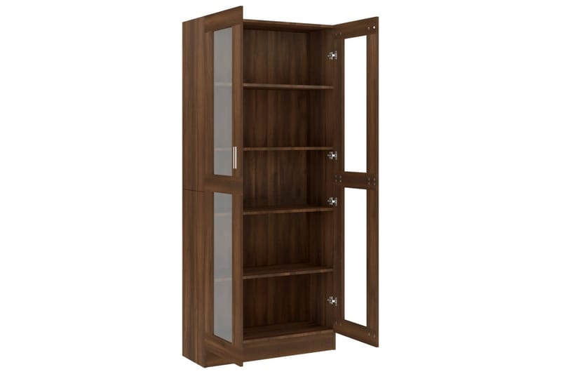 beBasic vitrineskab 82,5x30,5x185,5cm konstrueret træ brun egetræsfarve - Brun - Opbevaring - Skab - Vitrineskabe