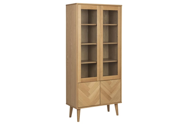 Bellor Vitrineskab 80x178 cm - Natur - Opbevaring - Skab - Vitrineskabe