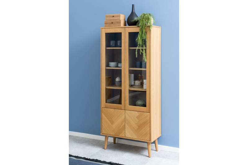 Bellor Vitrineskab 80x178 cm - Natur - Opbevaring - Skab - Vitrineskabe