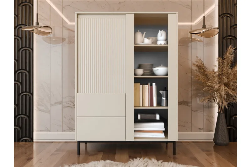 Bjurholm Vitrineskab 104x146 cm - Beige - Opbevaring - Skab - Vitrineskabe