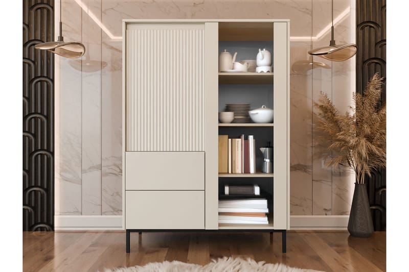 Bjurholm Vitrineskab 104x146 cm - Beige - Opbevaring - Skab - Vitrineskabe