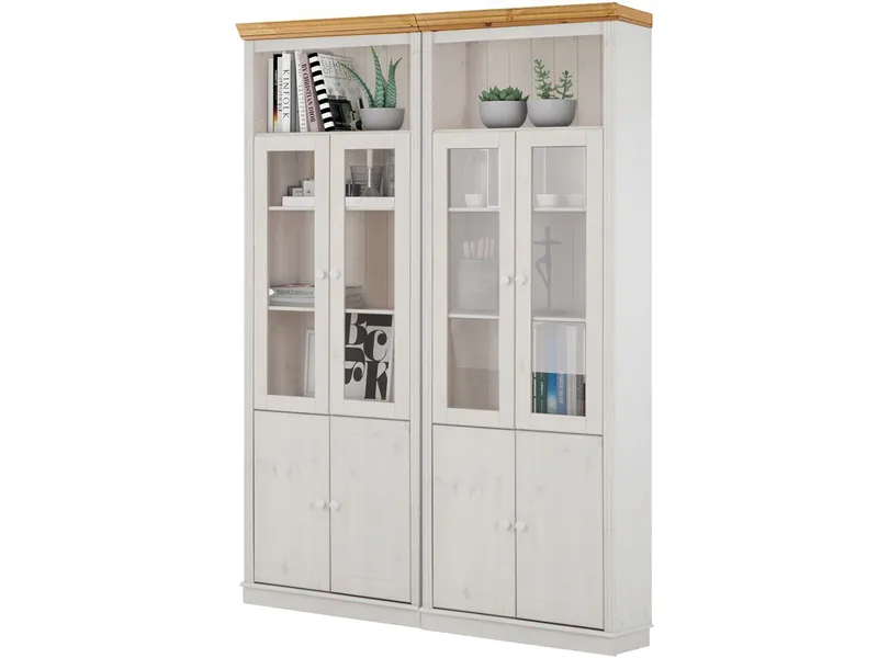 Bogreol Loft24 Anita Hvid/honning - Hvid/honning - Opbevaring - Skab - Vitrineskabe