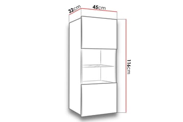 Calabrini vitrineskab 45x32x117 cm - Beige / Brun - Opbevaring - Skab - Vitrineskabe